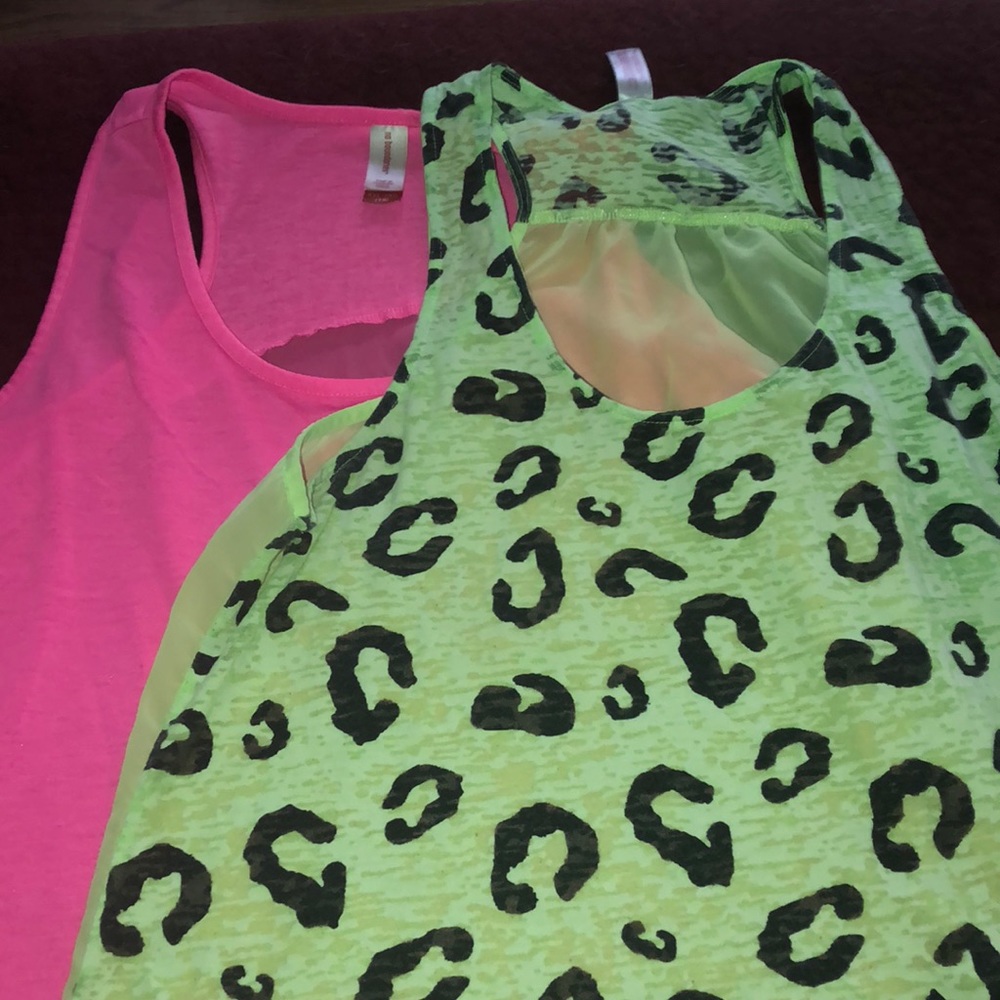 Pink and Green Sheer Back tank top